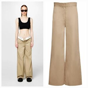PALM ANGELS Beige Reversed Waistband Trousers XS NWT